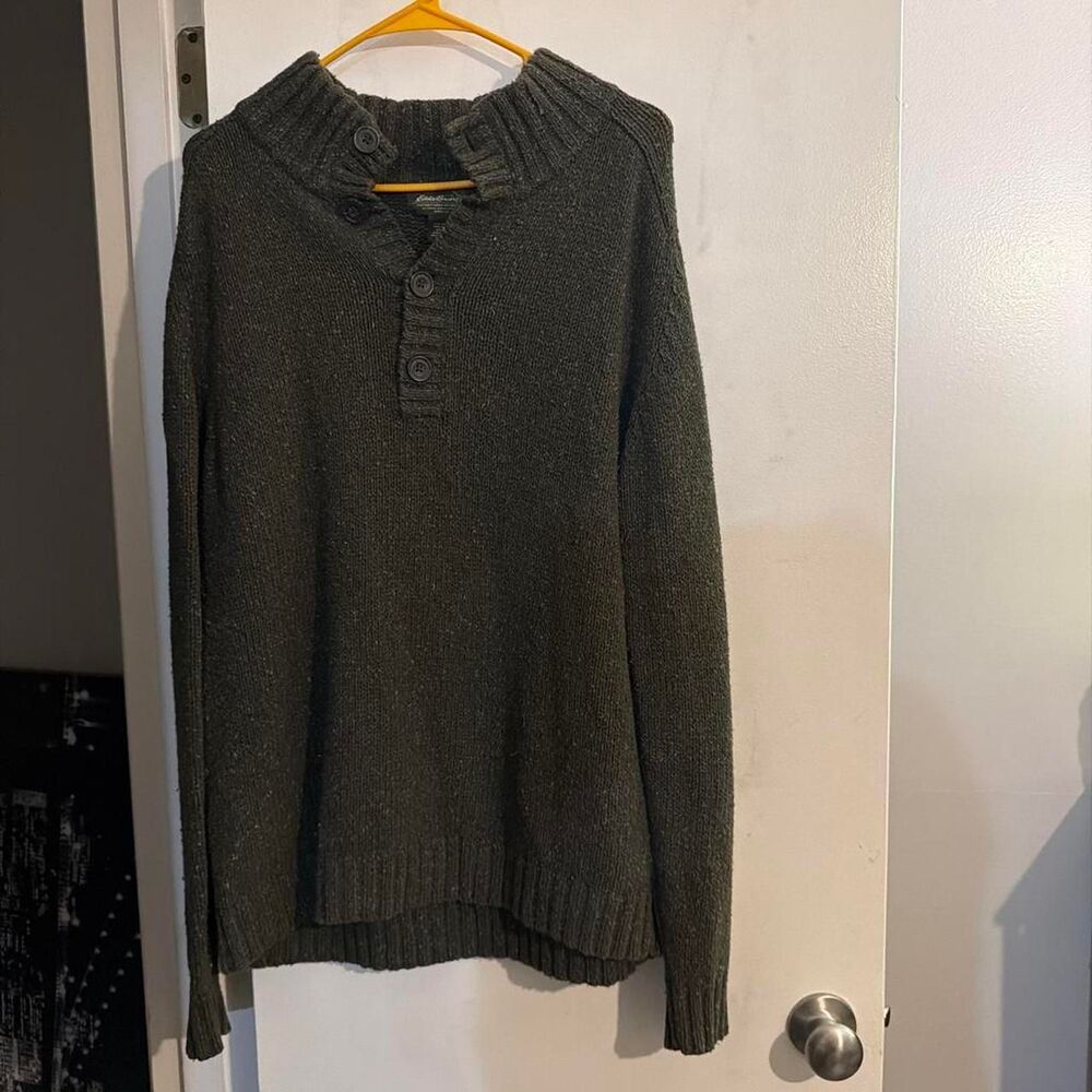 Eddie-bauer Men's Green and Khaki Jumper